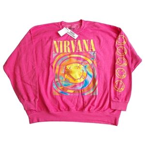 Urban Outfitters | Tops | New Urban Outfitters Nirvana Pink Smile Overdyed  Sweatshirt S M | Poshmark